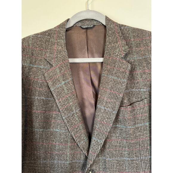 VTG 70s C&R Clothiers Mens Sz 48 Wool Plaid Blazer Sport Coat Union Made USA - Picture 2 of 15